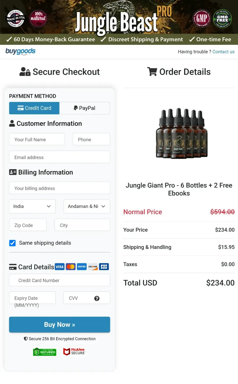Jungle Giant Pro order page